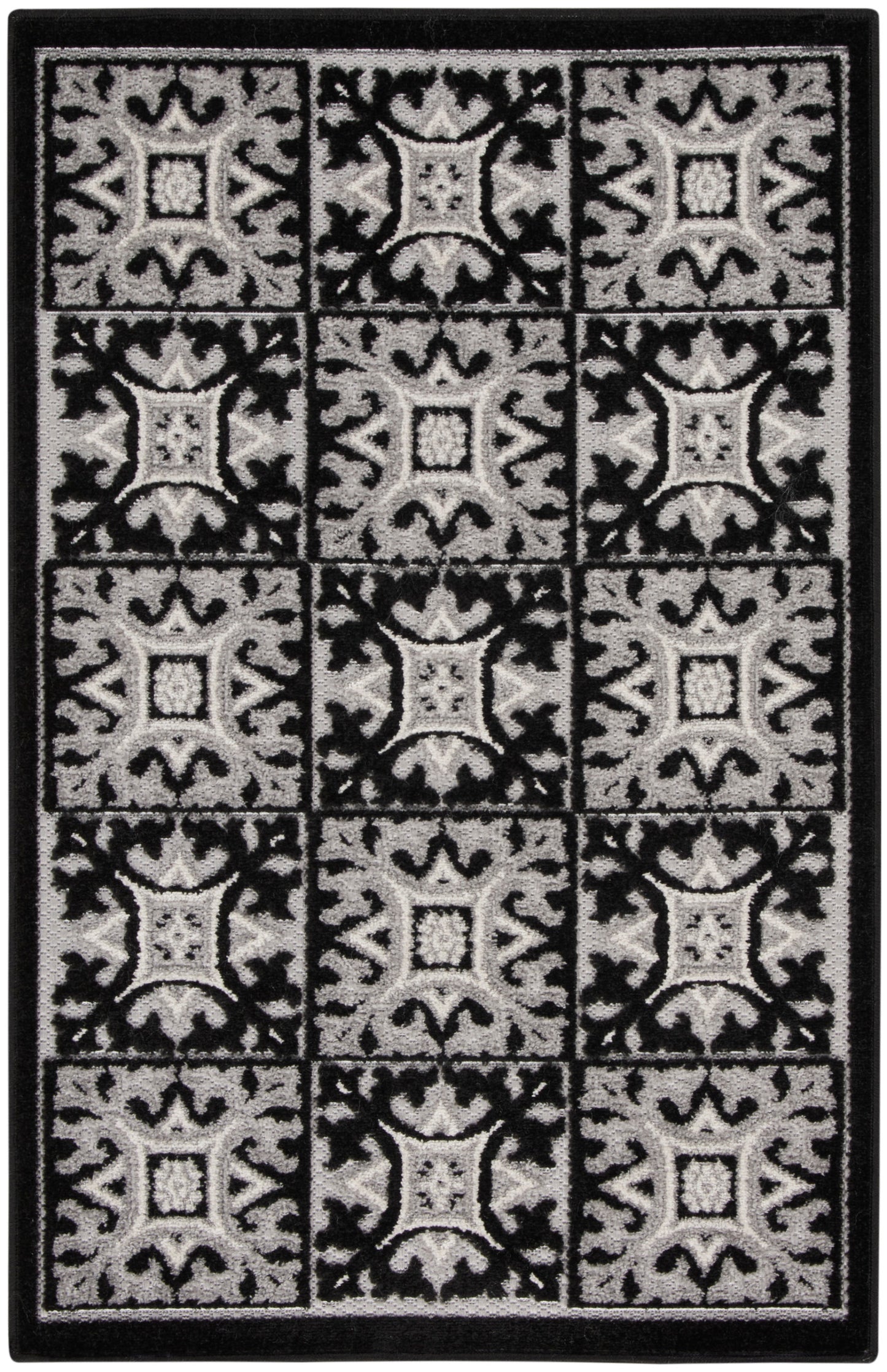 Nourison Home Aloha ALH34 Black White Contemporary Power-loomed Rugs