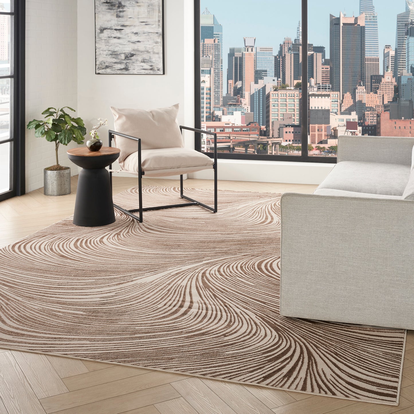 DKNY Central Park West  Beige Brown  Contemporary