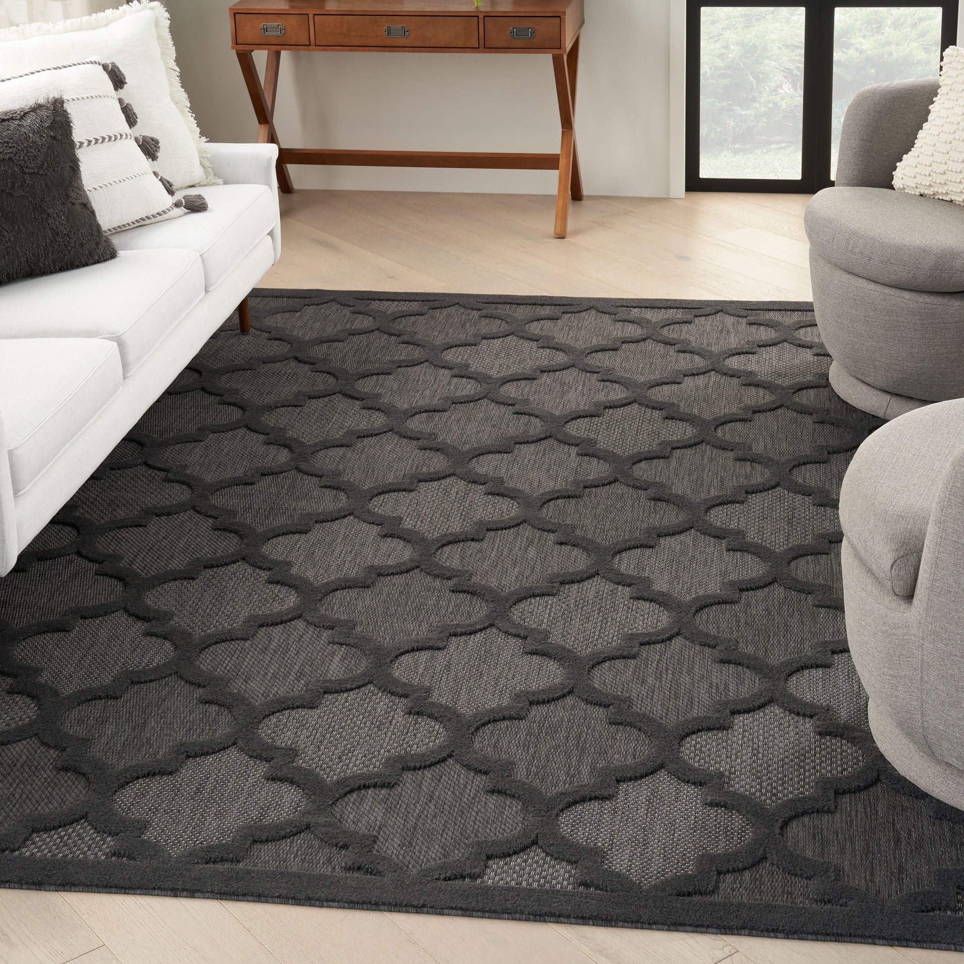 Nourison Home Easy Care  Charcoal Black  Contemporary