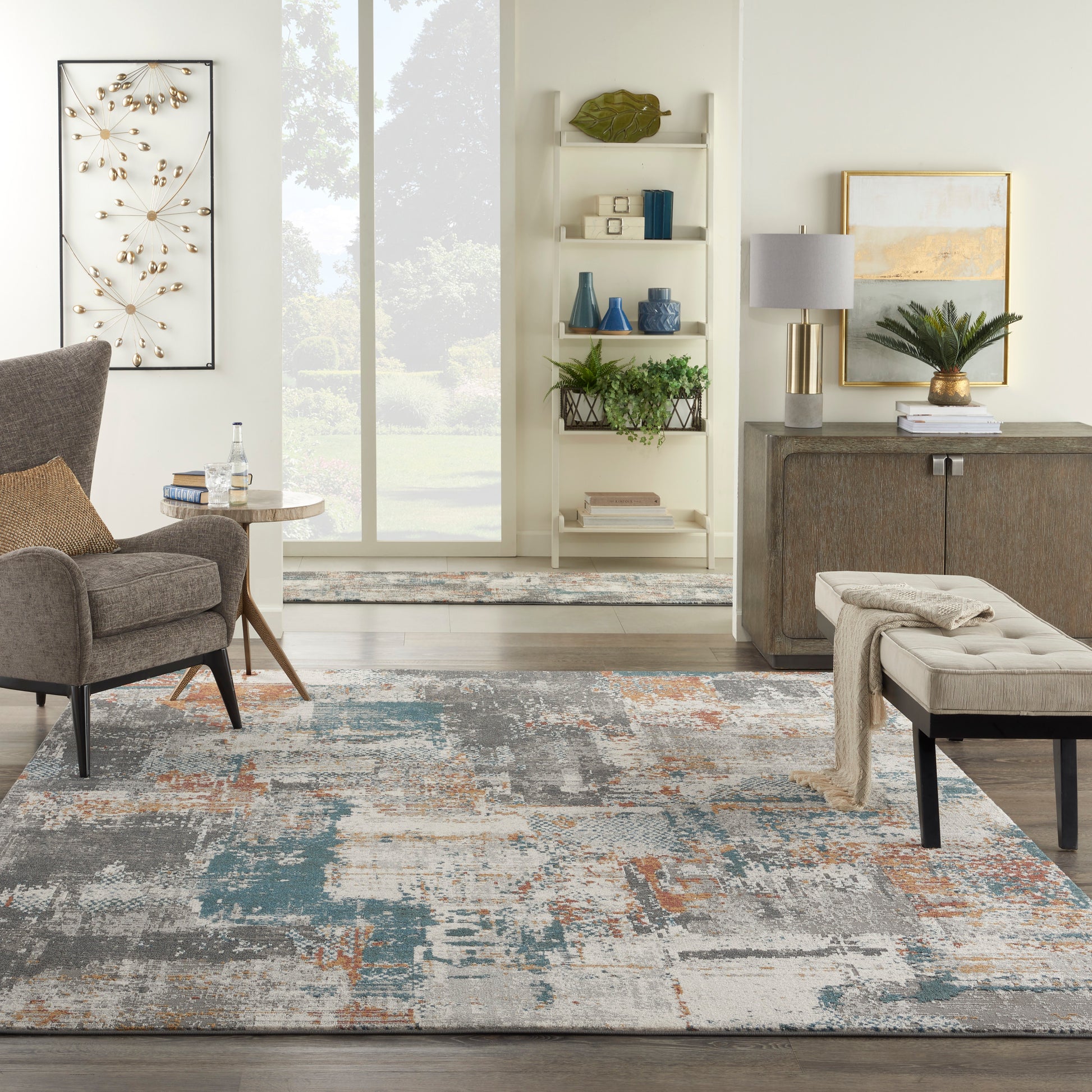 Nourison Home Tangra  Grey Multicolor  Contemporary