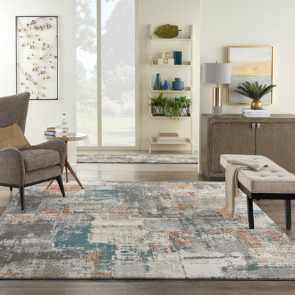Nourison Home Tangra  Grey Multicolor  Contemporary