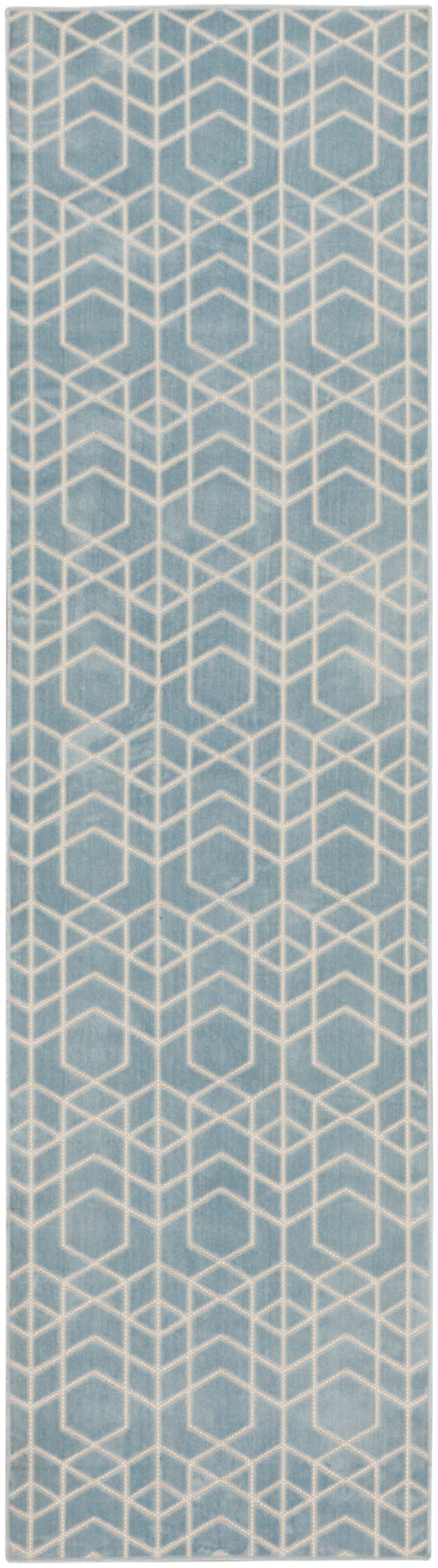 Nourison Home Washable Charm WCH01 Blue Ivory Contemporary Machine Woven Rug