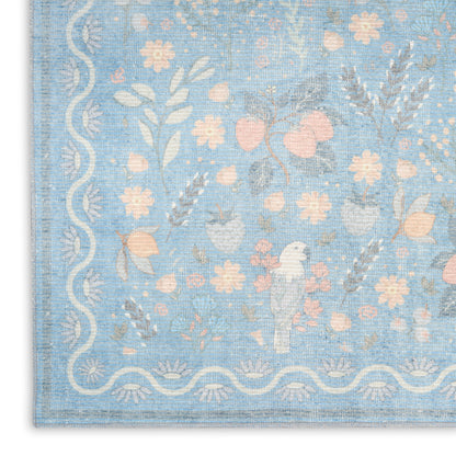 Nourison Home Botanical Washables  Light Blue Multicolor  Contemporary