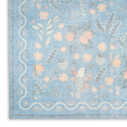 Nourison Home Botanical Washables  Light Blue Multicolor  Contemporary