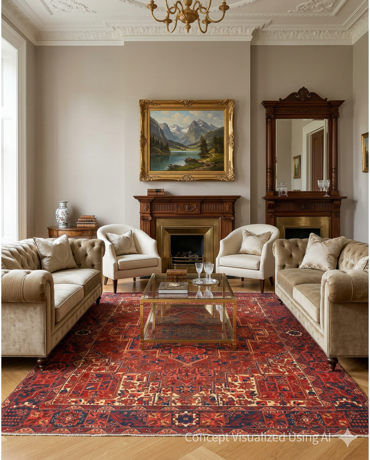 Artisan Persian Traditions Rust Blue Traditional Knotted Rug for Livingroom