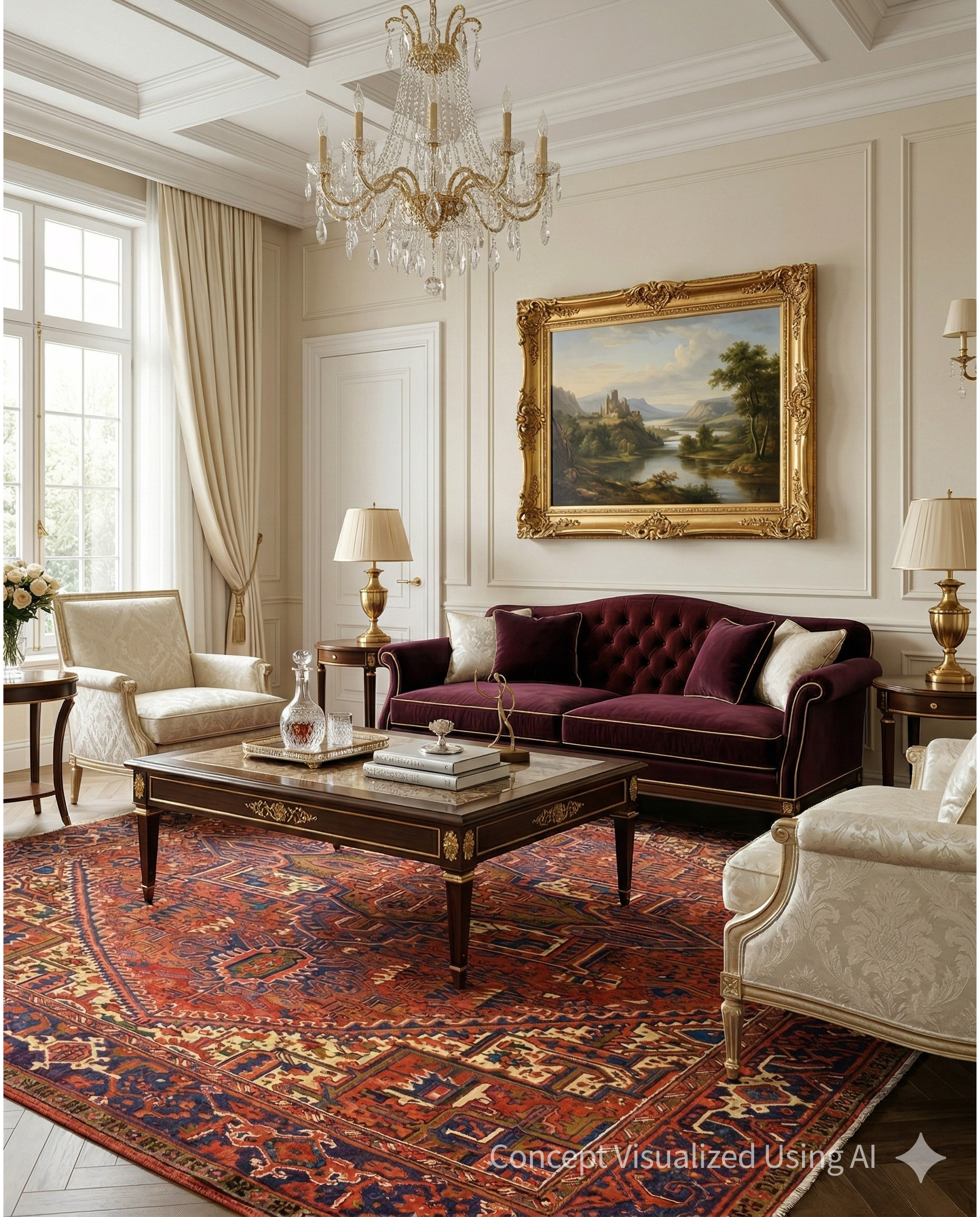 Artisan Persian Traditions Rust Brown Traditional Knotted Rug for Living room 