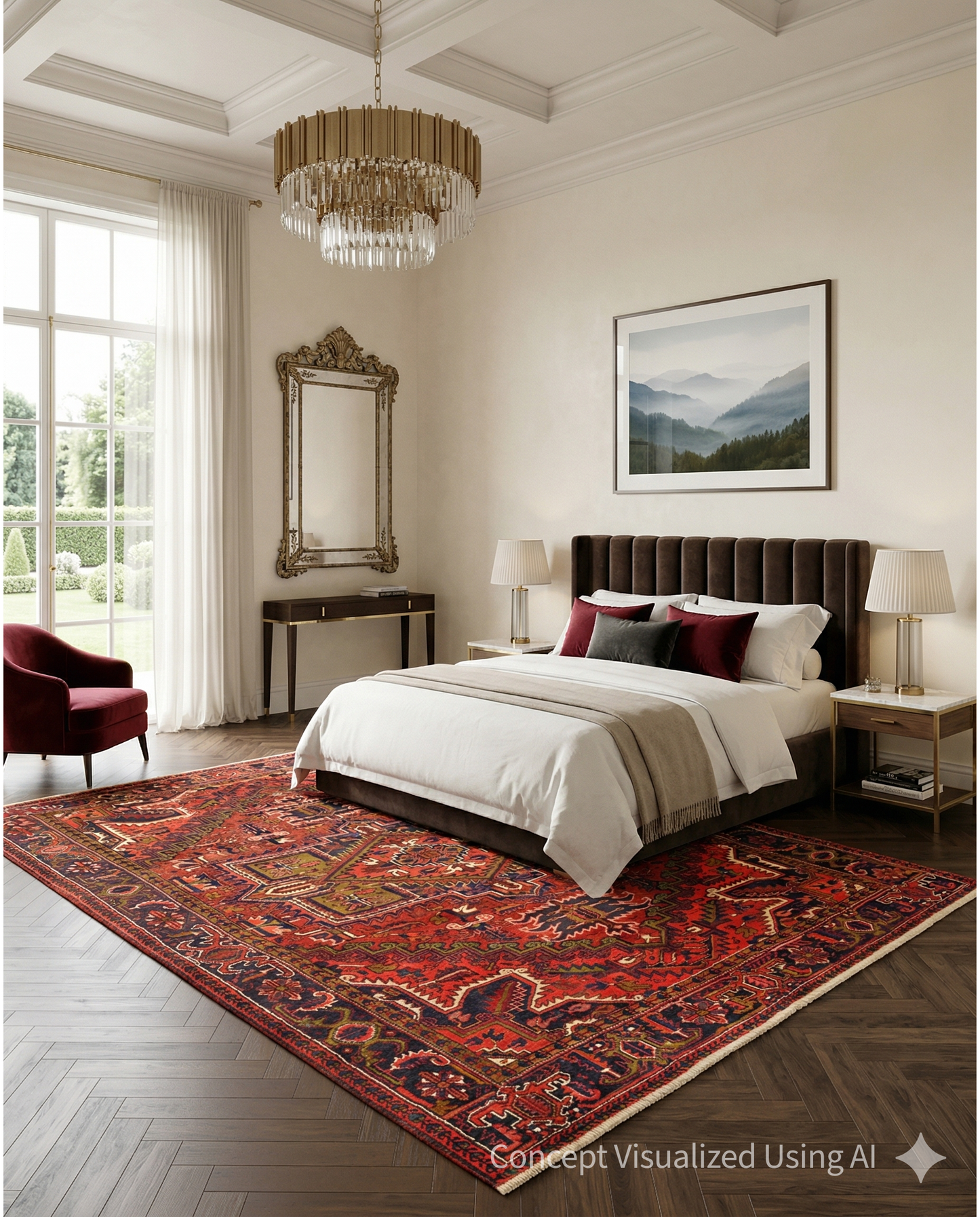 Artisan Persian Traditions Red Charcoal Traditional Rug for Bedroom