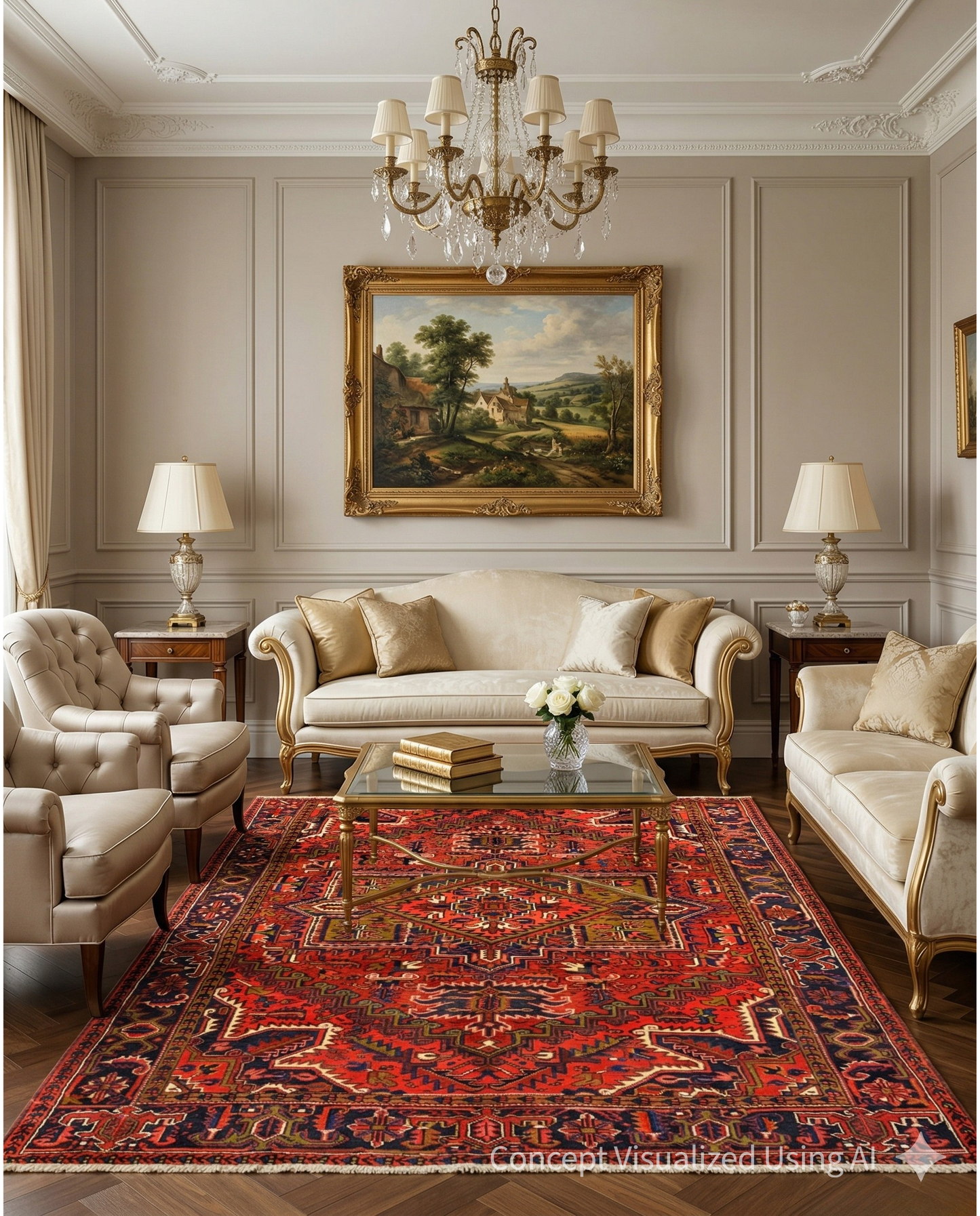 Artisan Persian Traditions Red Charcoal Traditional Rug for Livingroom