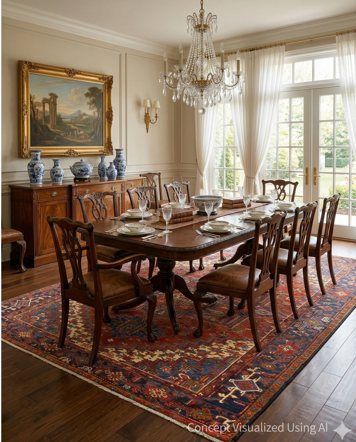 Artisan Persian Traditions Red Charcoal Traditional Knotted Rug for Diningroom