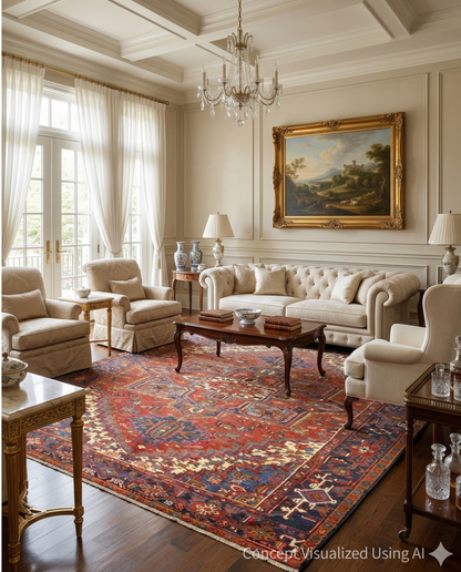 Artisan Persian Traditions Red Charcoal Traditional Knotted Rug for Livingroom
