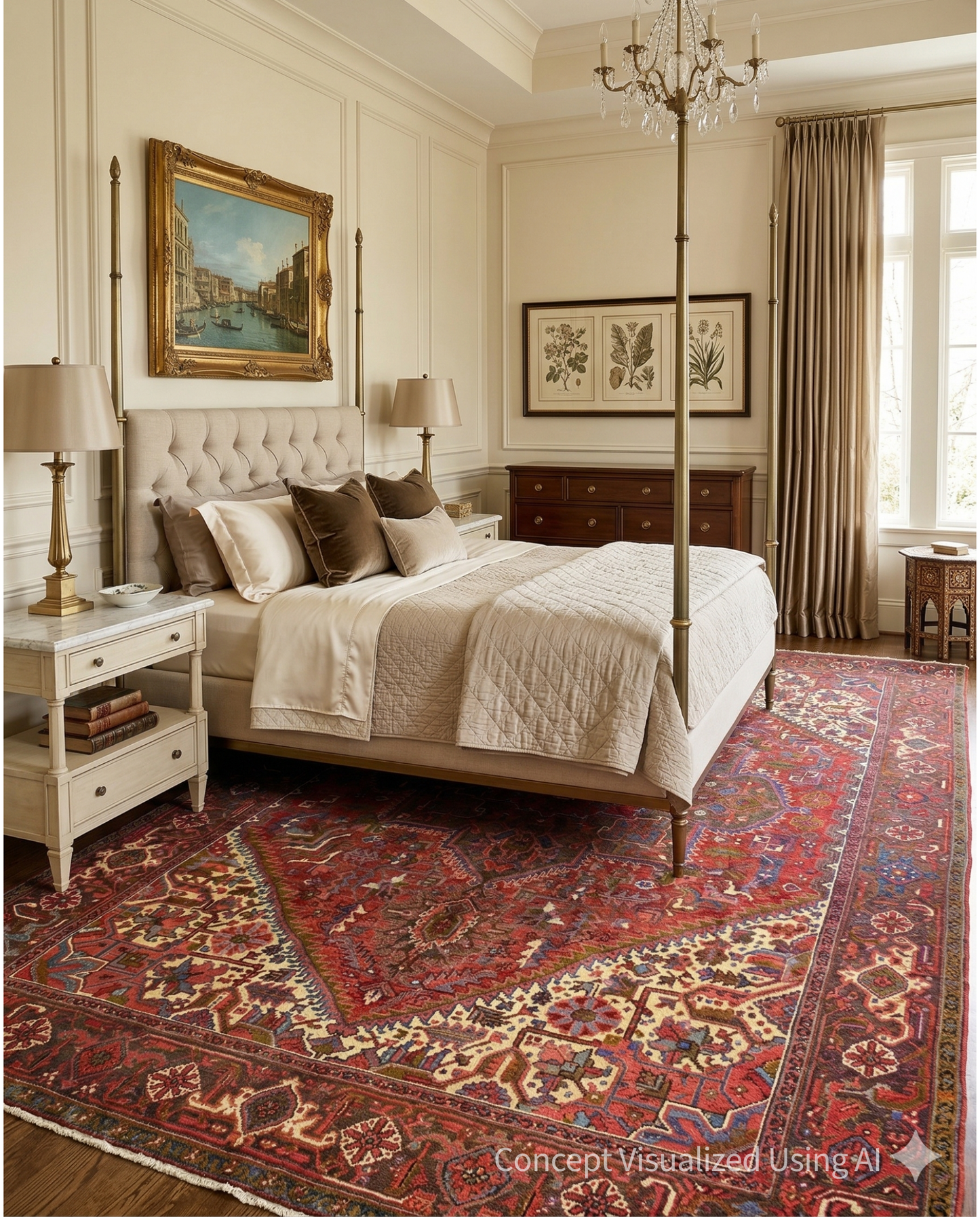 Artisan Persian Traditions Red Traditional Knotted Rug for Bedroom