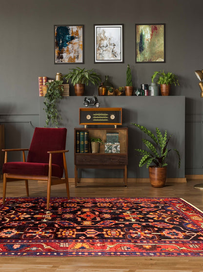 Artisan Persian Traditions Black Red Traditional Knotted Rug - Rugs - Artisan - Atlanta Designer Rugs