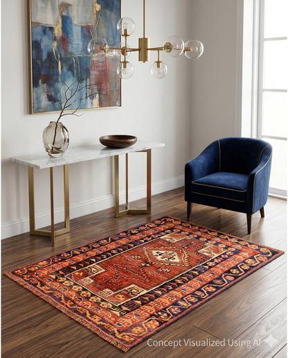 Artisan Persian Traditions Rust Black Traditional Knotted Rug