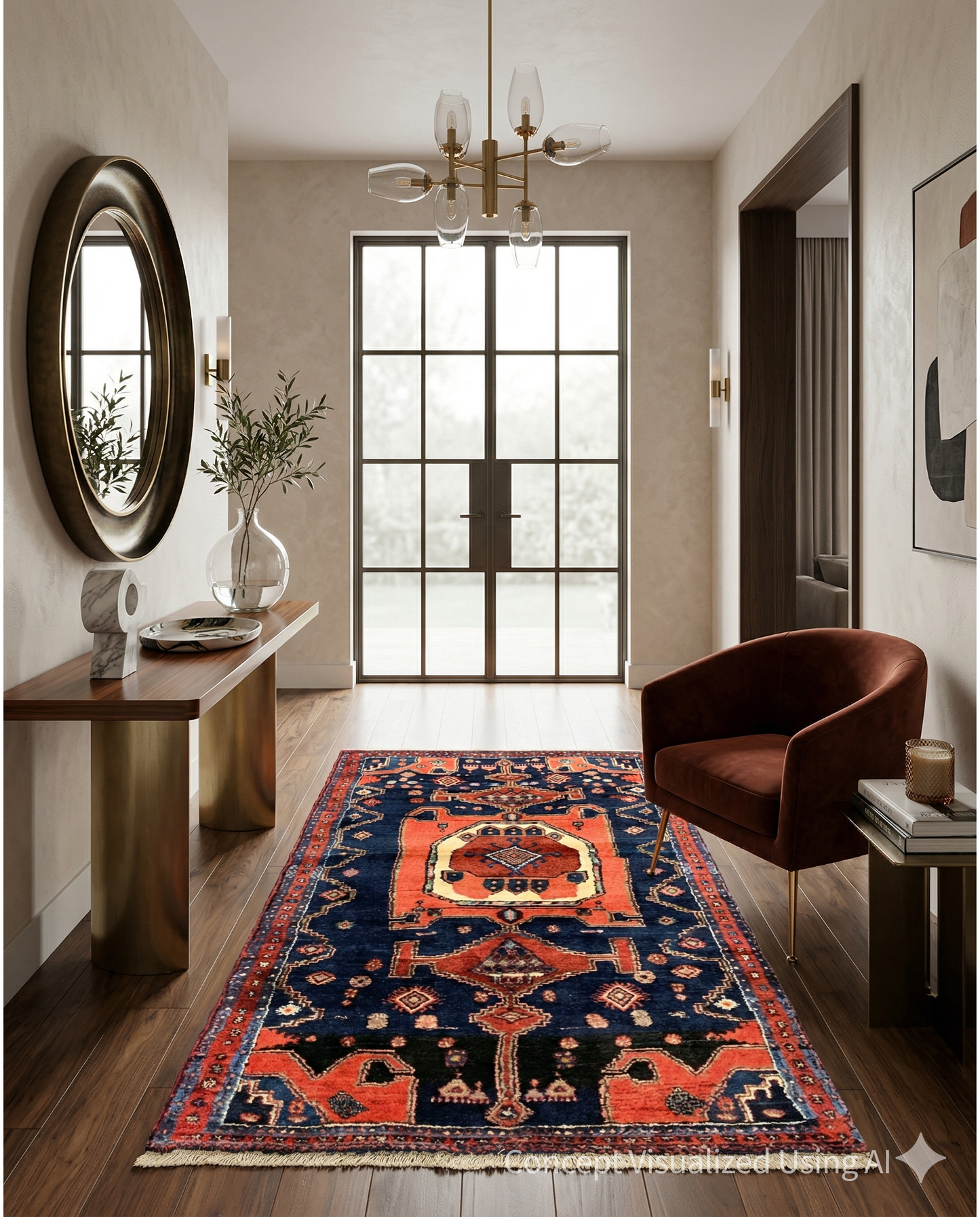 Artisan Persian Traditions Black Rose Traditional Knotted Rug 
