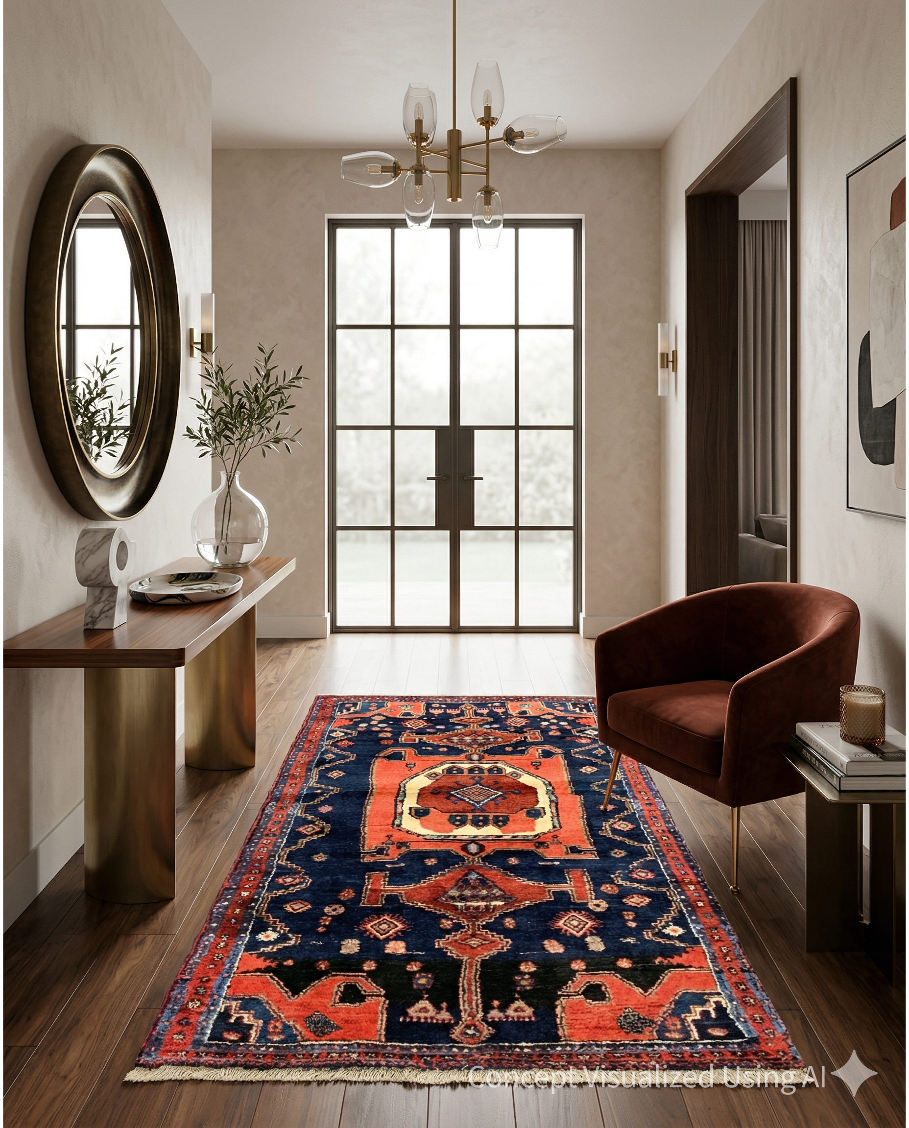 Artisan Persian Traditions Black Rose Traditional Knotted Rug 