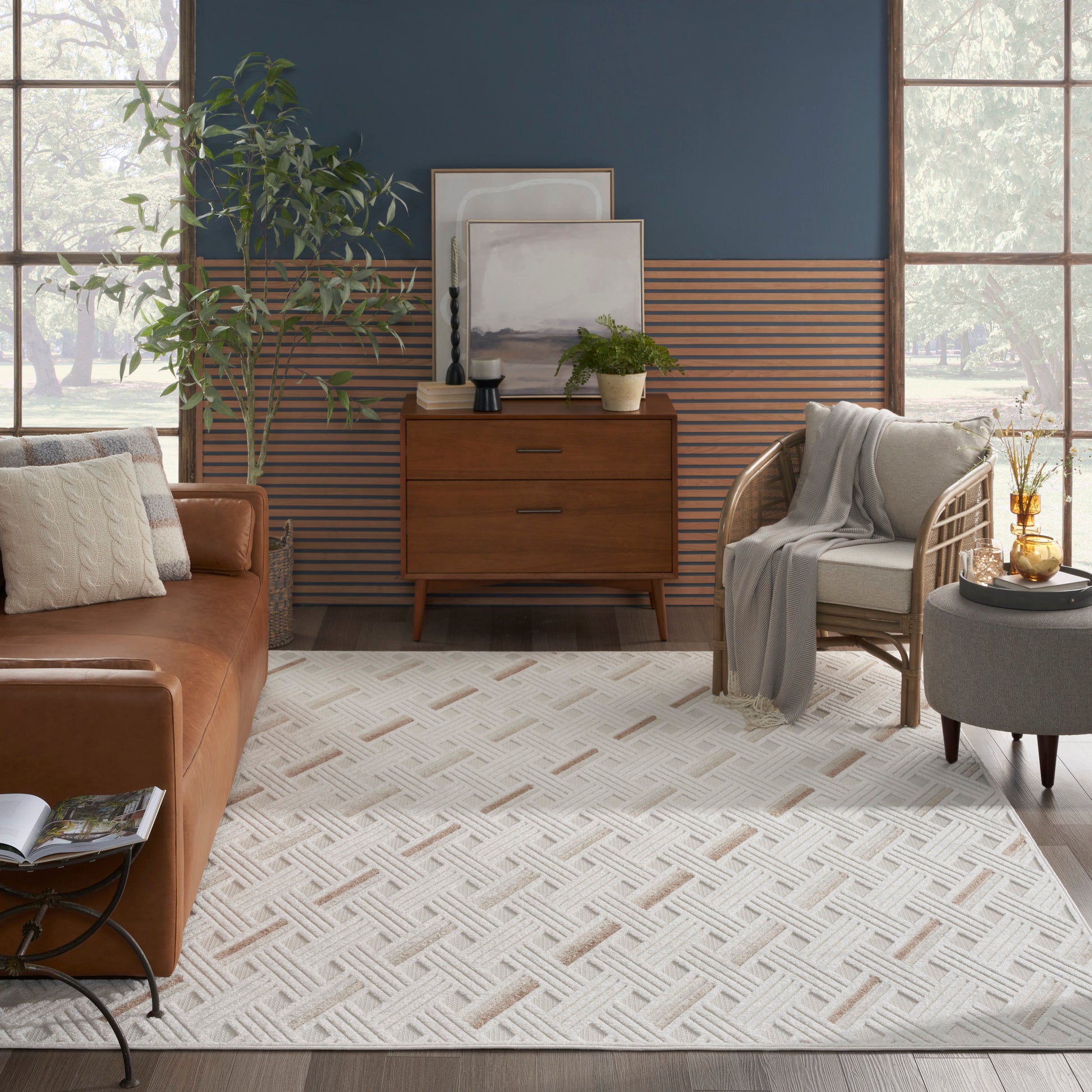 Nourison Home Care Free  Ivory Beige  Contemporary