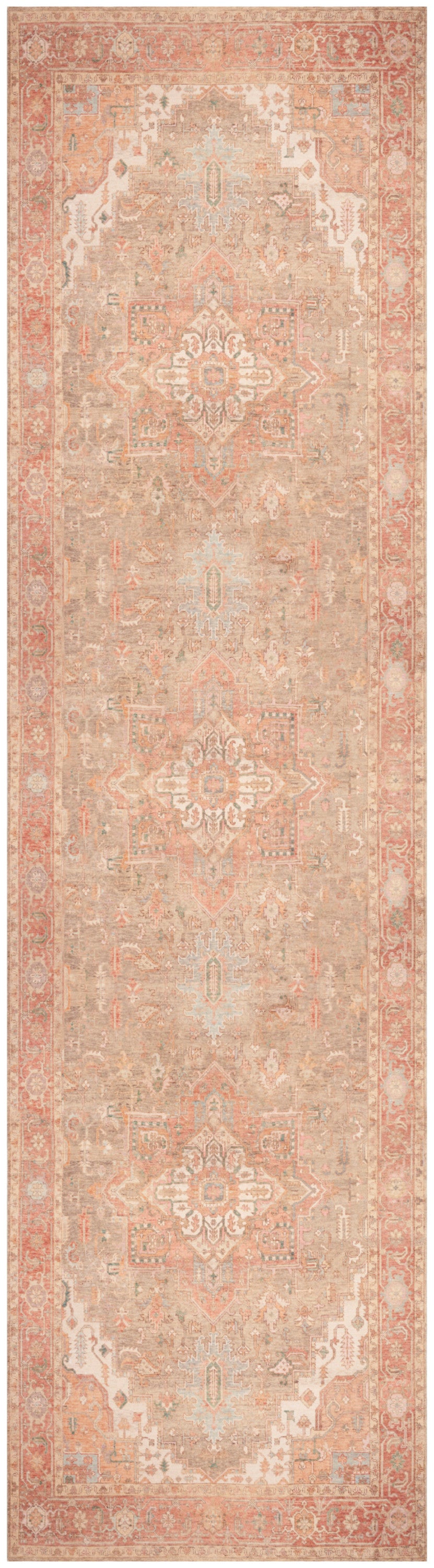 Nourison Home Vintage Washables VWS07 Coral Taupe Traditional Flat Weave Rug