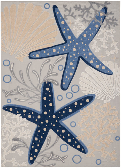 Nourison Home Aloha ALH24 Blue Grey Contemporary Power-loomed Rugs