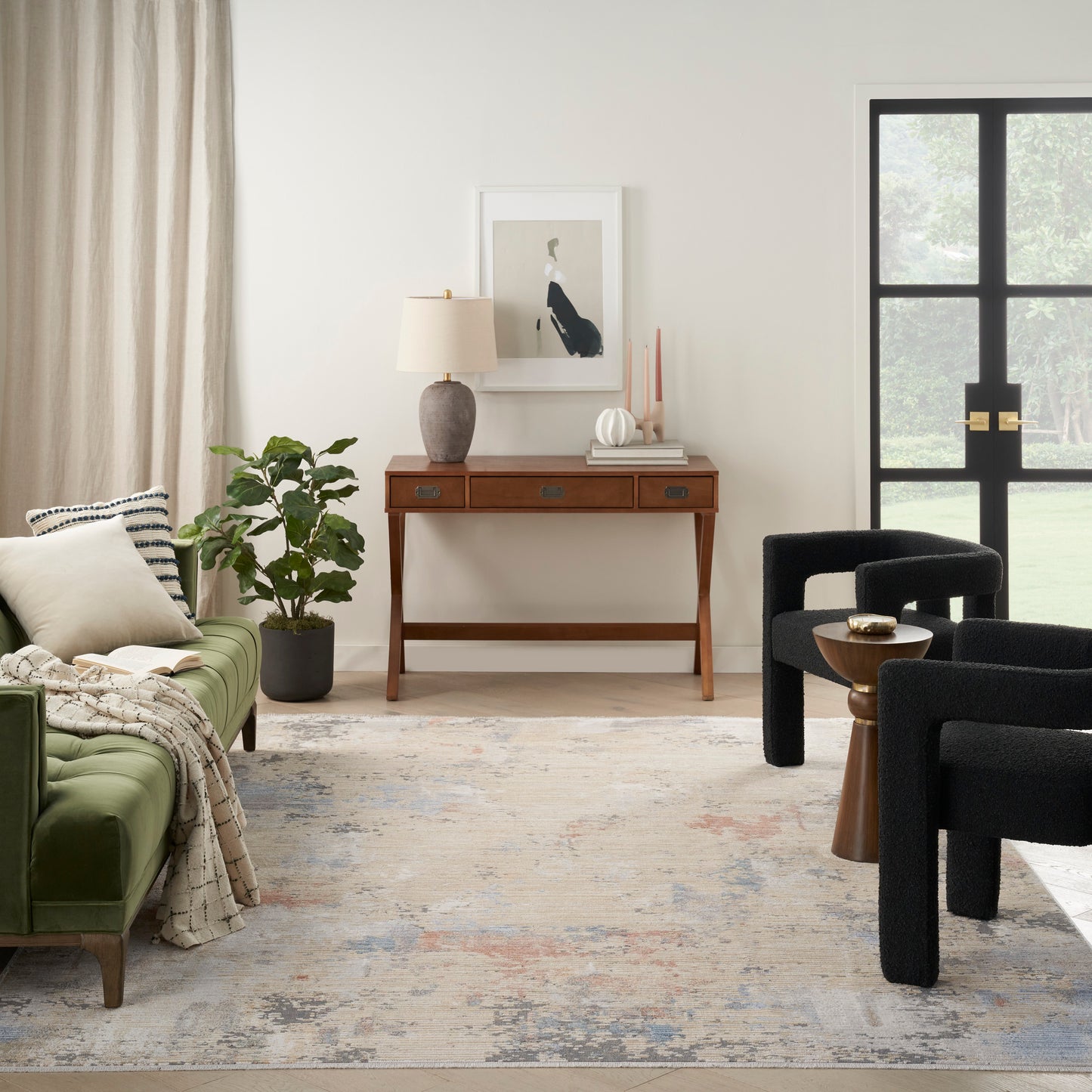 Nourison Home Abstract Hues  Beige Grey  Contemporary