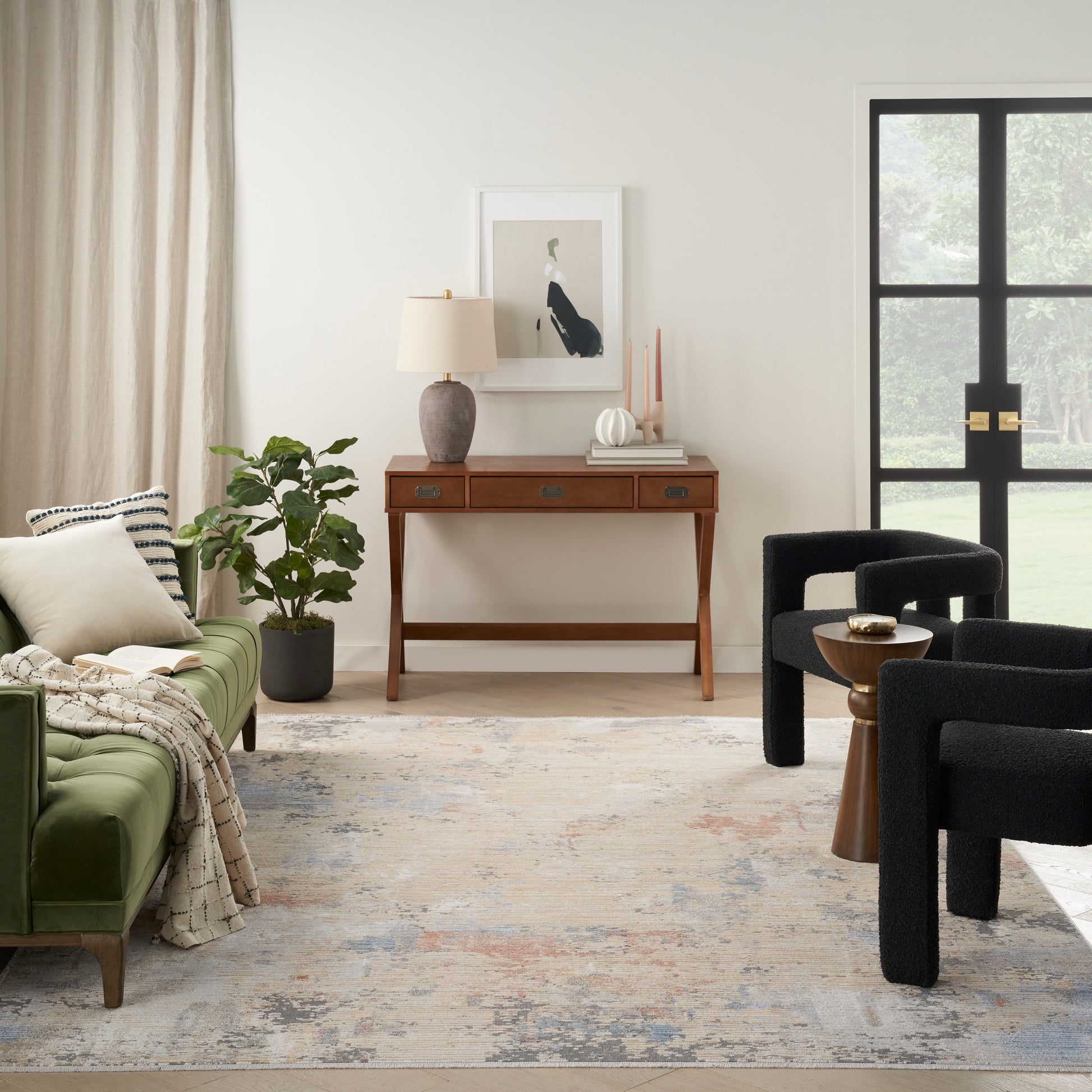Nourison Home Abstract Hues  Beige Grey  Contemporary