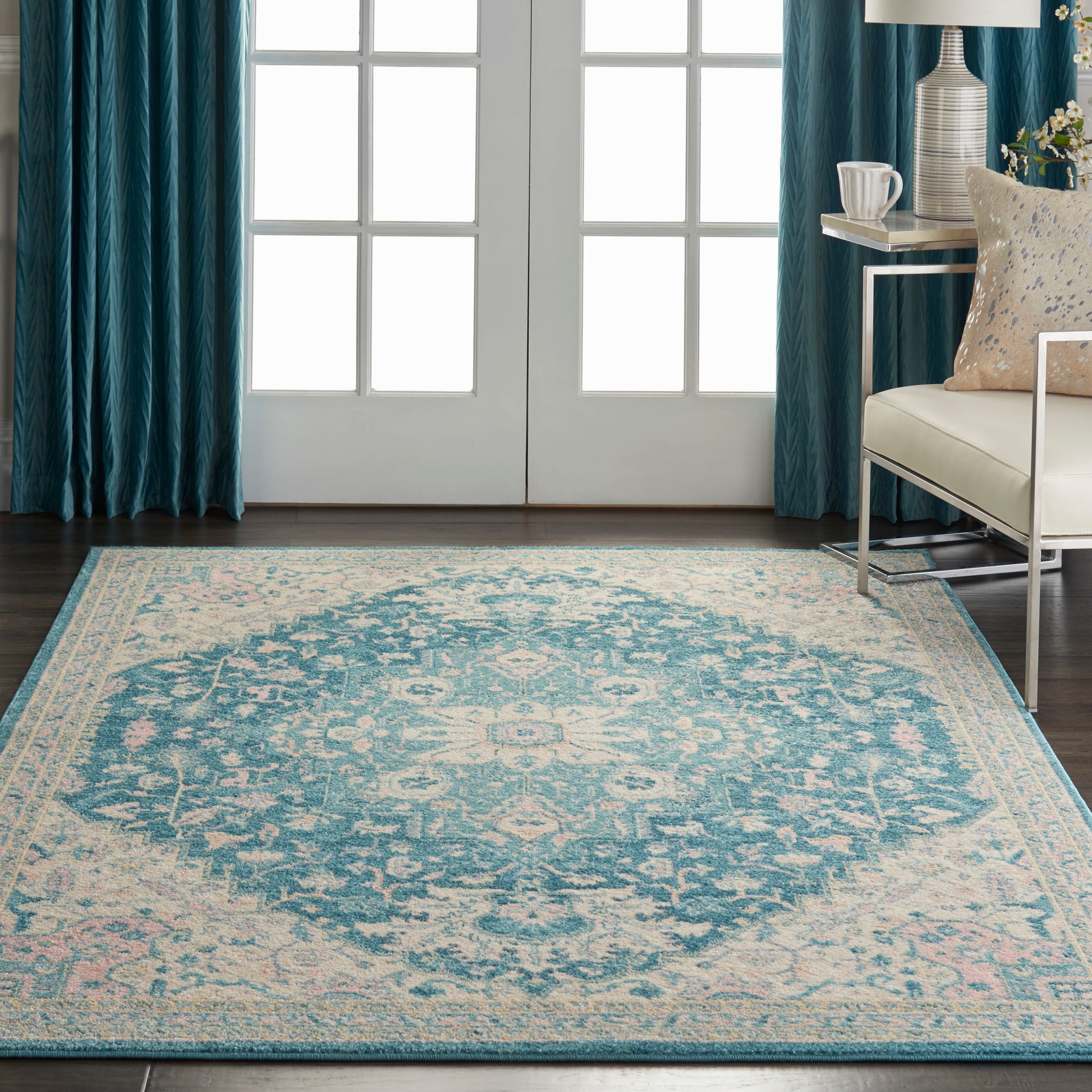 Nourison Home Tranquil  Ivory Turquoise  Traditional