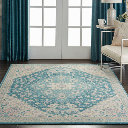 Nourison Home Tranquil  Ivory Turquoise  Traditional