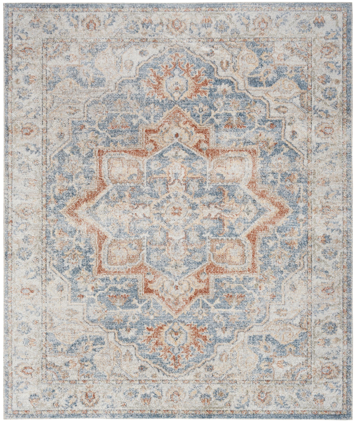 Nourison Home Astra Machine Washable ASW12 Denim Multicolor Traditional Power-loomed Rug
