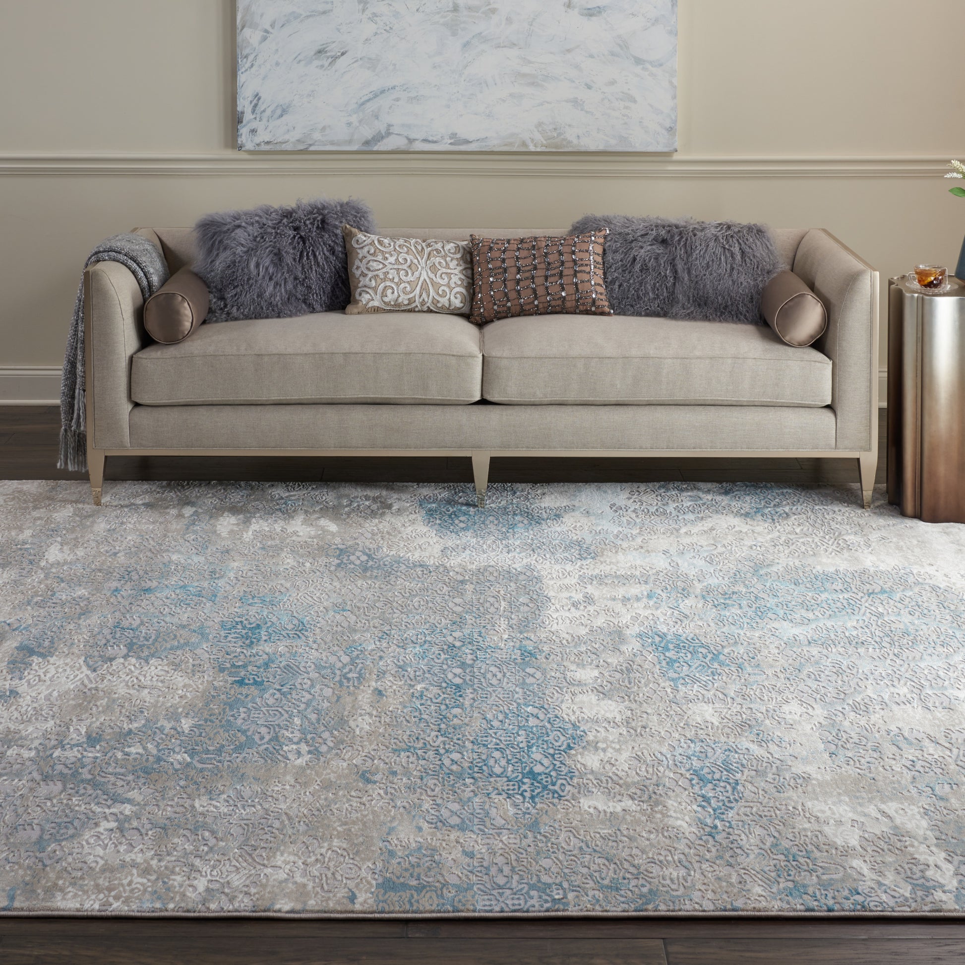 Nourison Home Karma  Ivory Light Blue  Transitional