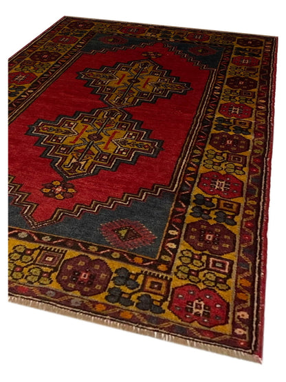 Artisan Angelina Red Gold Vintage Knotted Rug - Rugs - Artisan - Atlanta Designer Rugs
