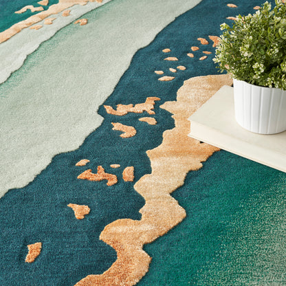 Nourison Home Prismatic  Emerald  Contemporary