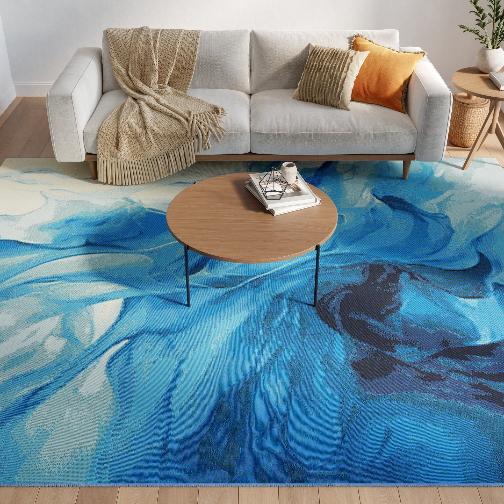 Nourison Home Color Splash  Blue Ivory  Contemporary