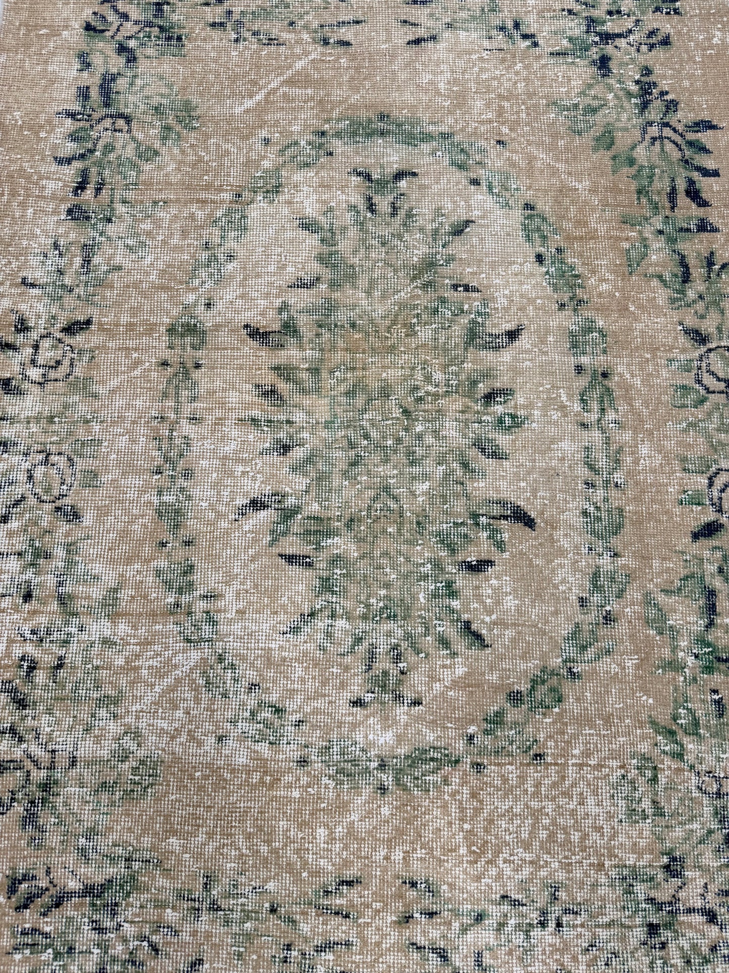 Artisan Angelina Beige Green Vintage Knotted Rug