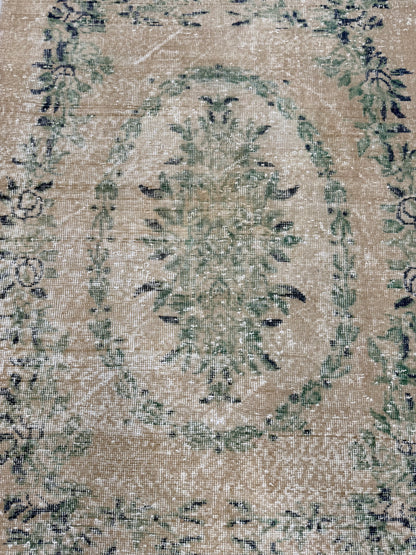 Artisan Angelina Beige Green Vintage Knotted Rug