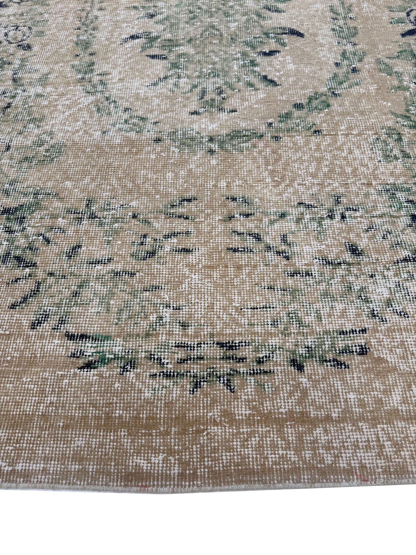 Artisan Angelina Beige Green Vintage Knotted Rug
