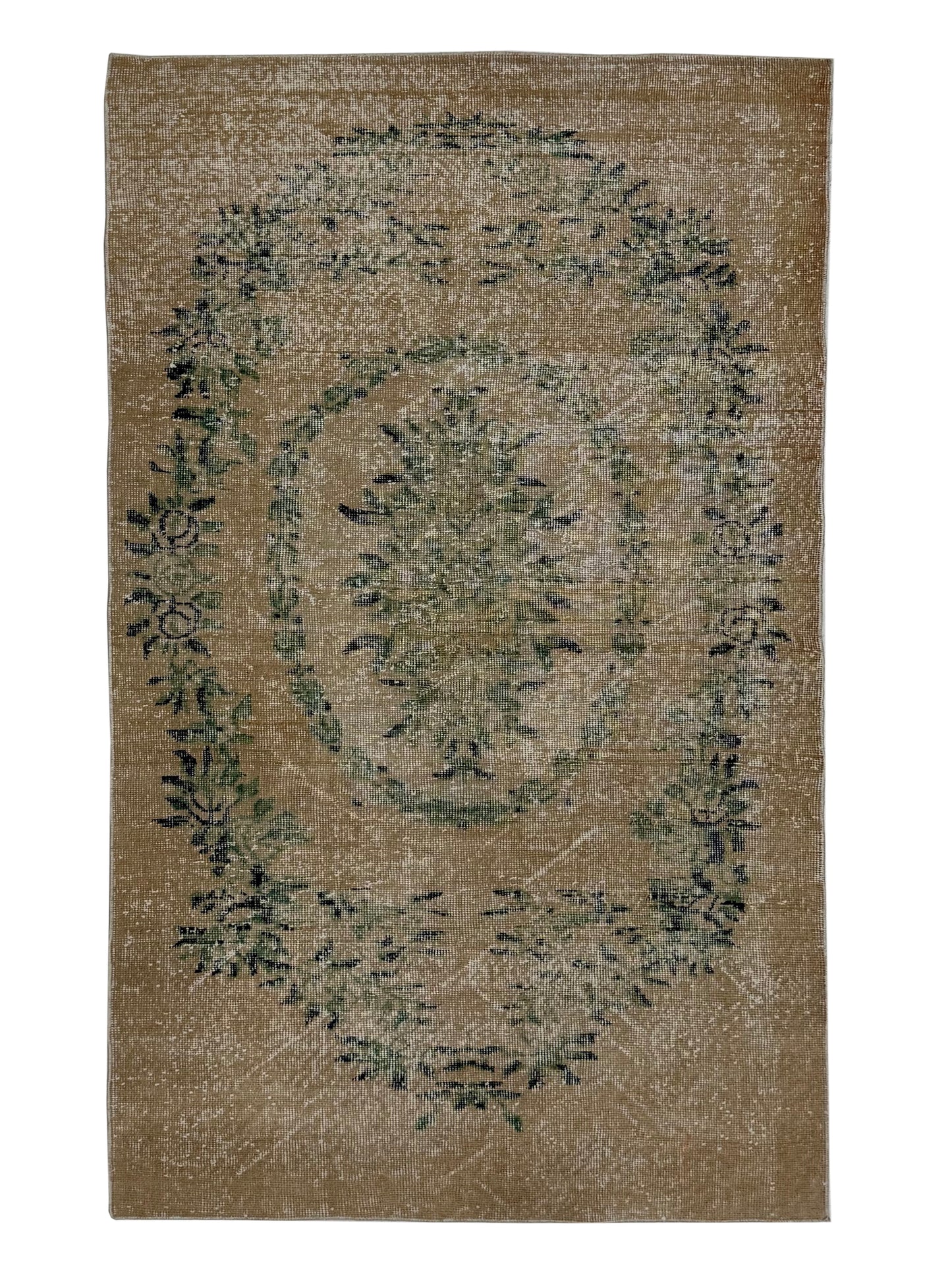 Artisan Angelina Beige Green Vintage Knotted Rug