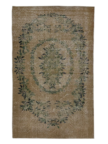 Artisan Angelina Beige Green Vintage Knotted Rug