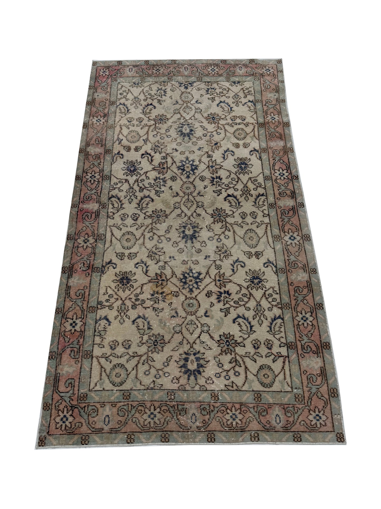 Artisan Angelina Beige Rust Vintage Knotted Rug