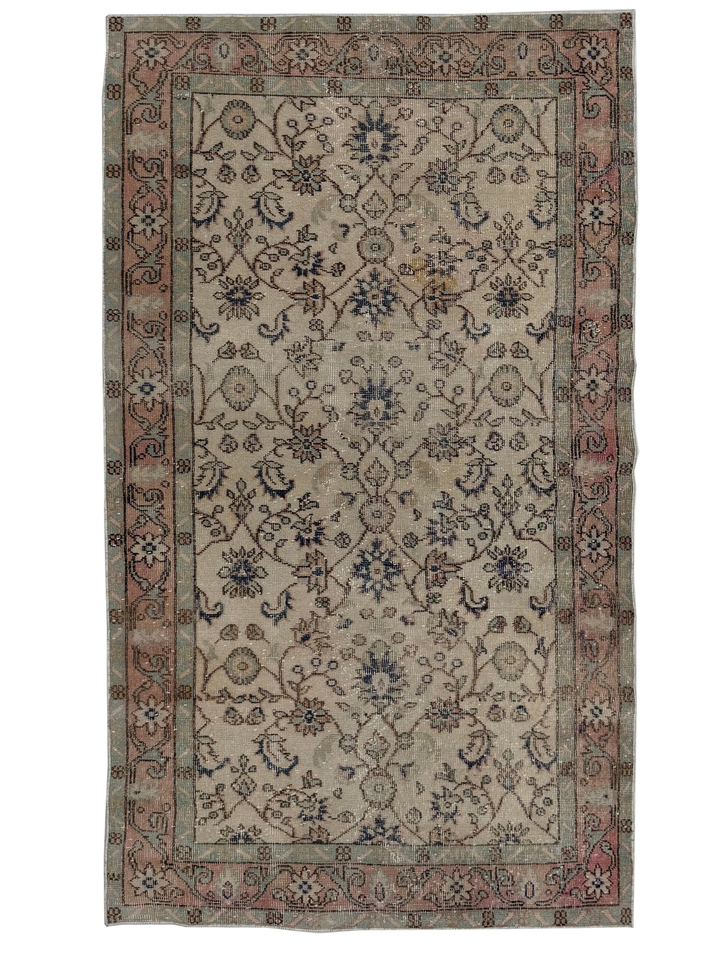 Artisan Angelina Beige Rust Vintage Knotted Rug