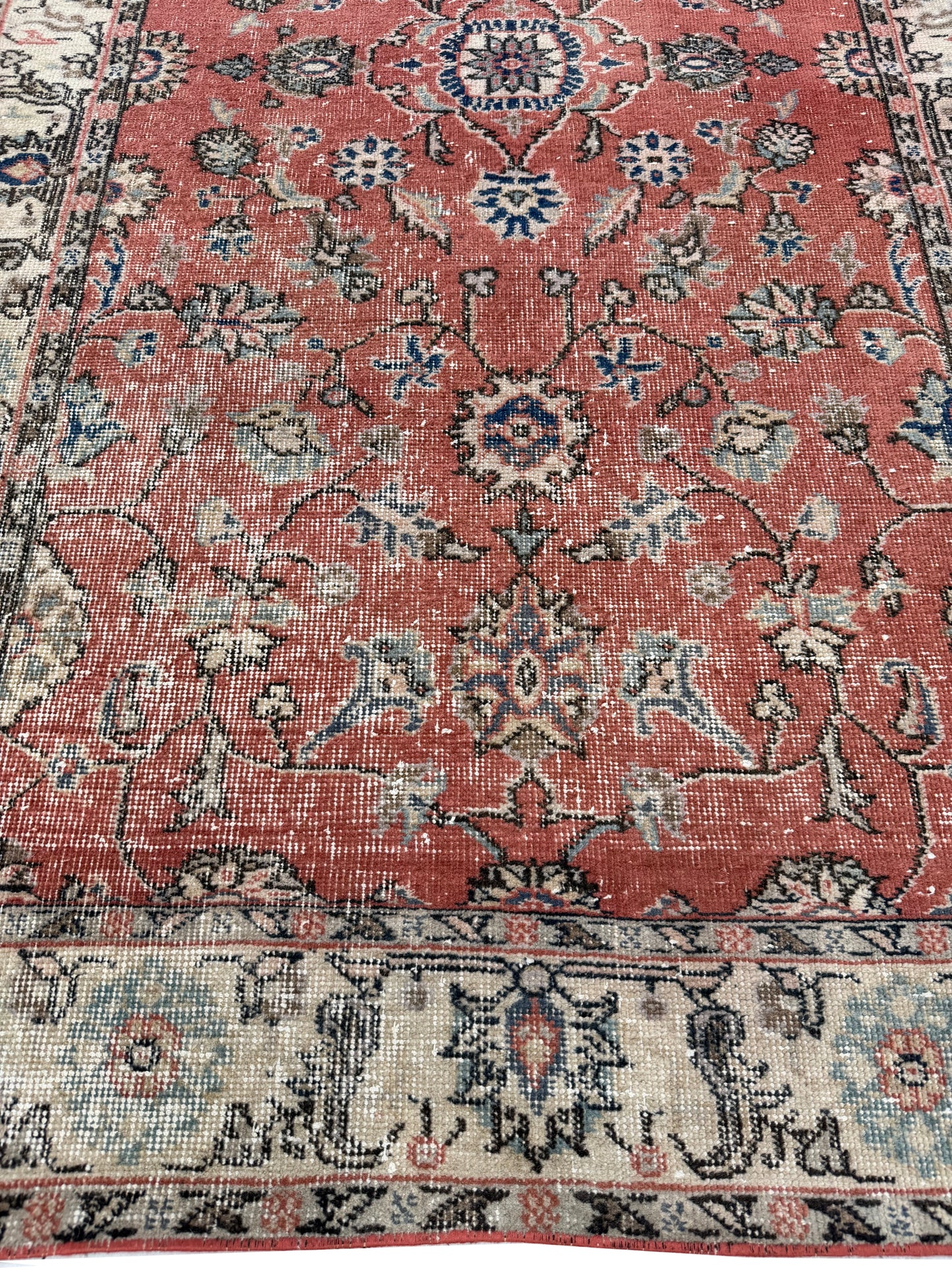 Artisan Angelina Red Beige Vintage Knotted Rug