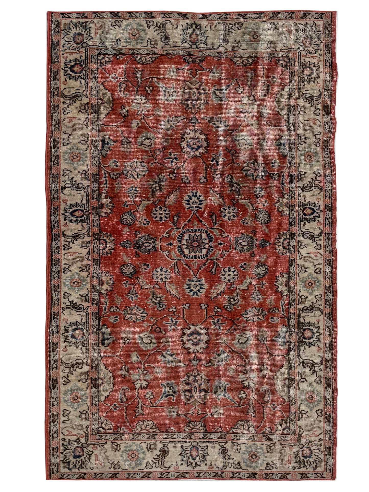 Artisan Angelina Red Beige Vintage Knotted Rug