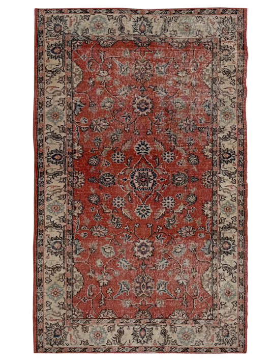 Artisan Angelina Red Beige Vintage Knotted Rug