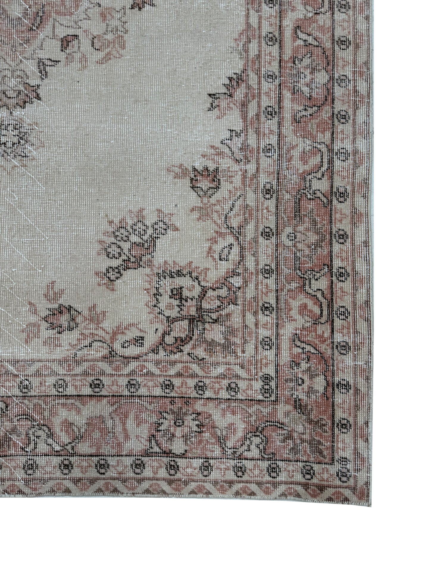 Artisan Angelina Ivory Rose Vintage Knotted Rug