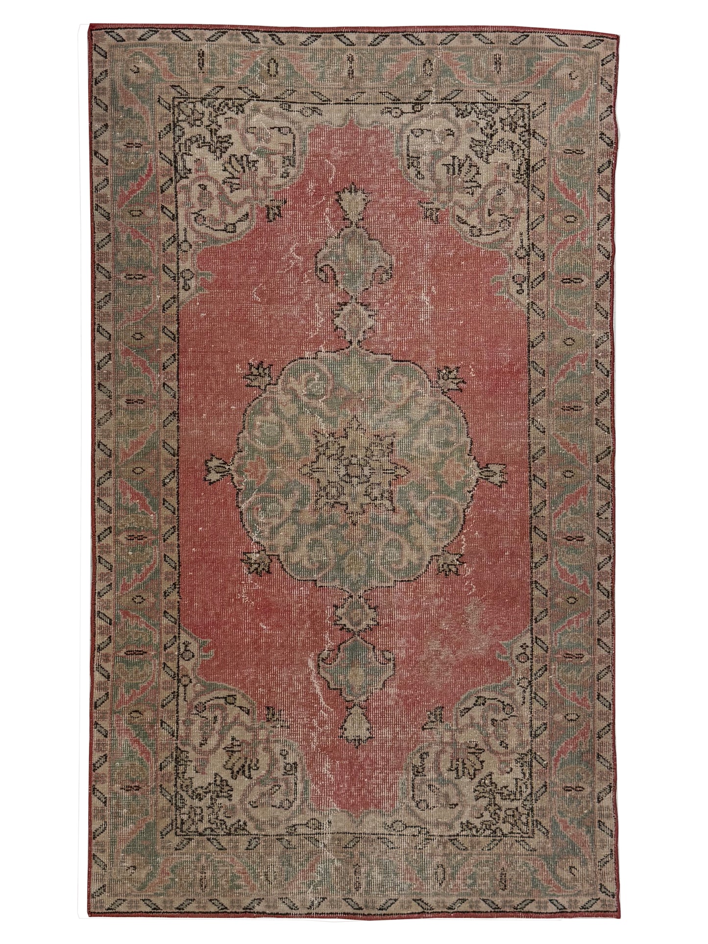 Artisan Angelina Rose Green Vintage Knotted Rug