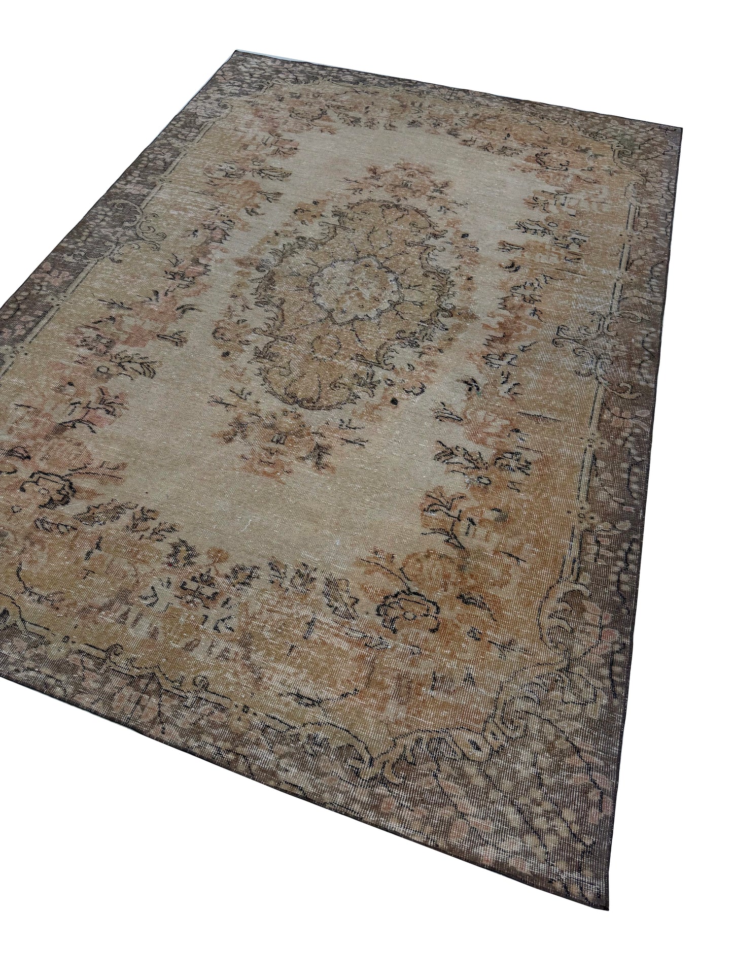 Artisan Angelina  Beige Red Vintage Knotted Rug
