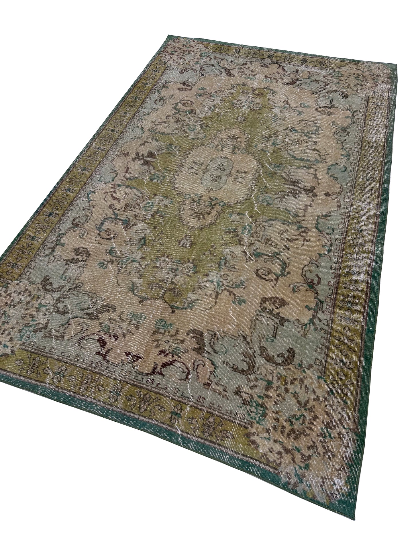 Artisan Angelina  Beige Rust Vintage Knotted Rug