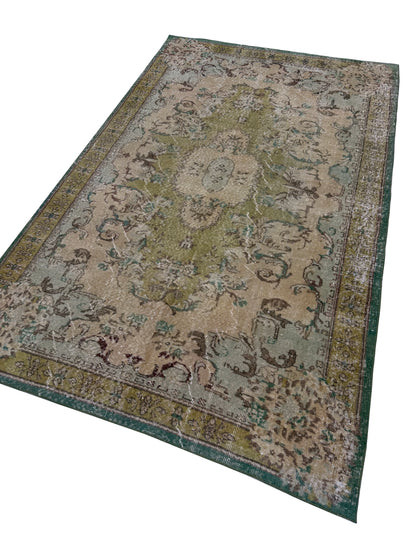 Artisan Angelina  Beige Rust Vintage Knotted Rug