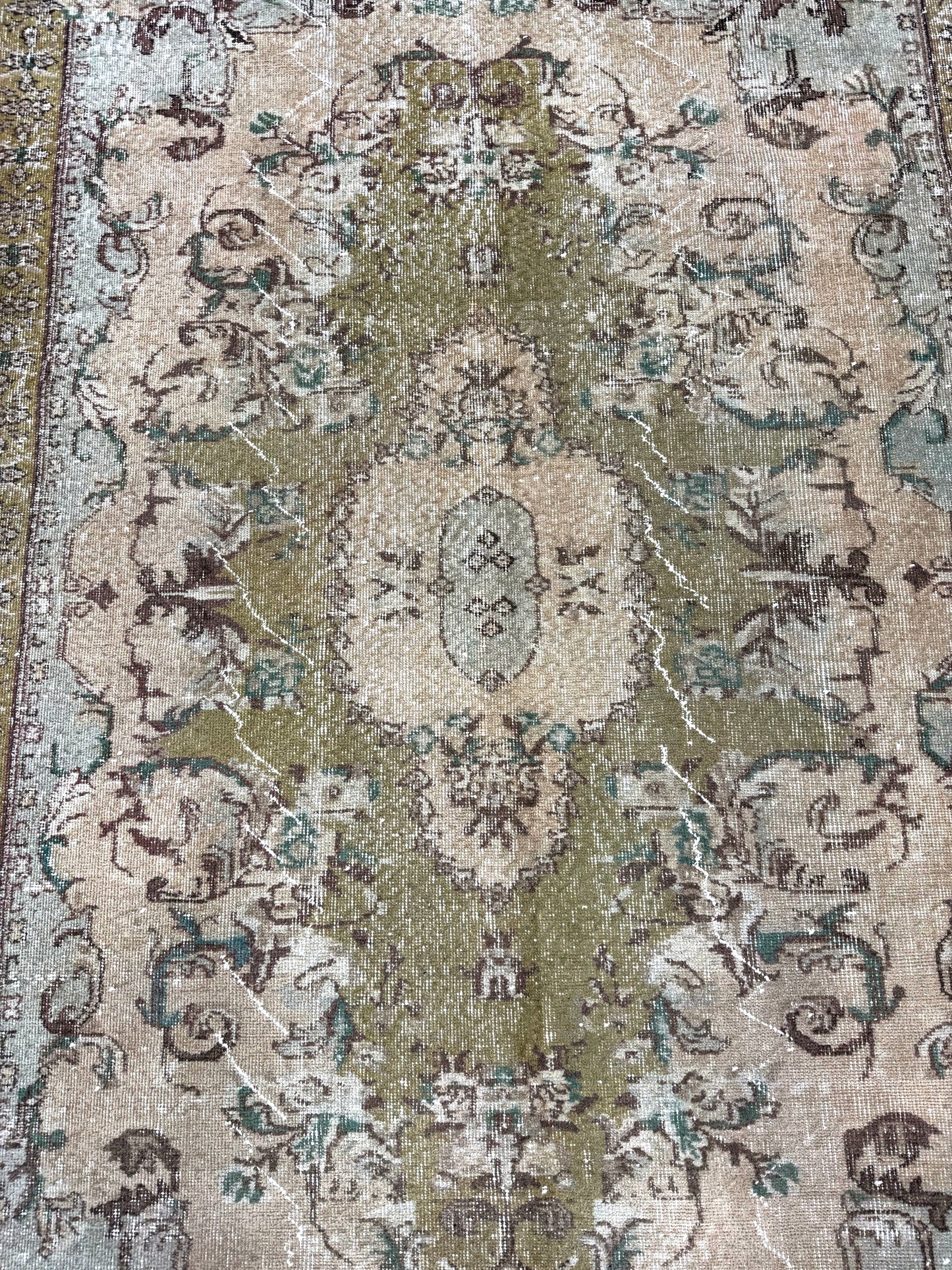 Artisan Angelina  Beige Rust Vintage Knotted Rug