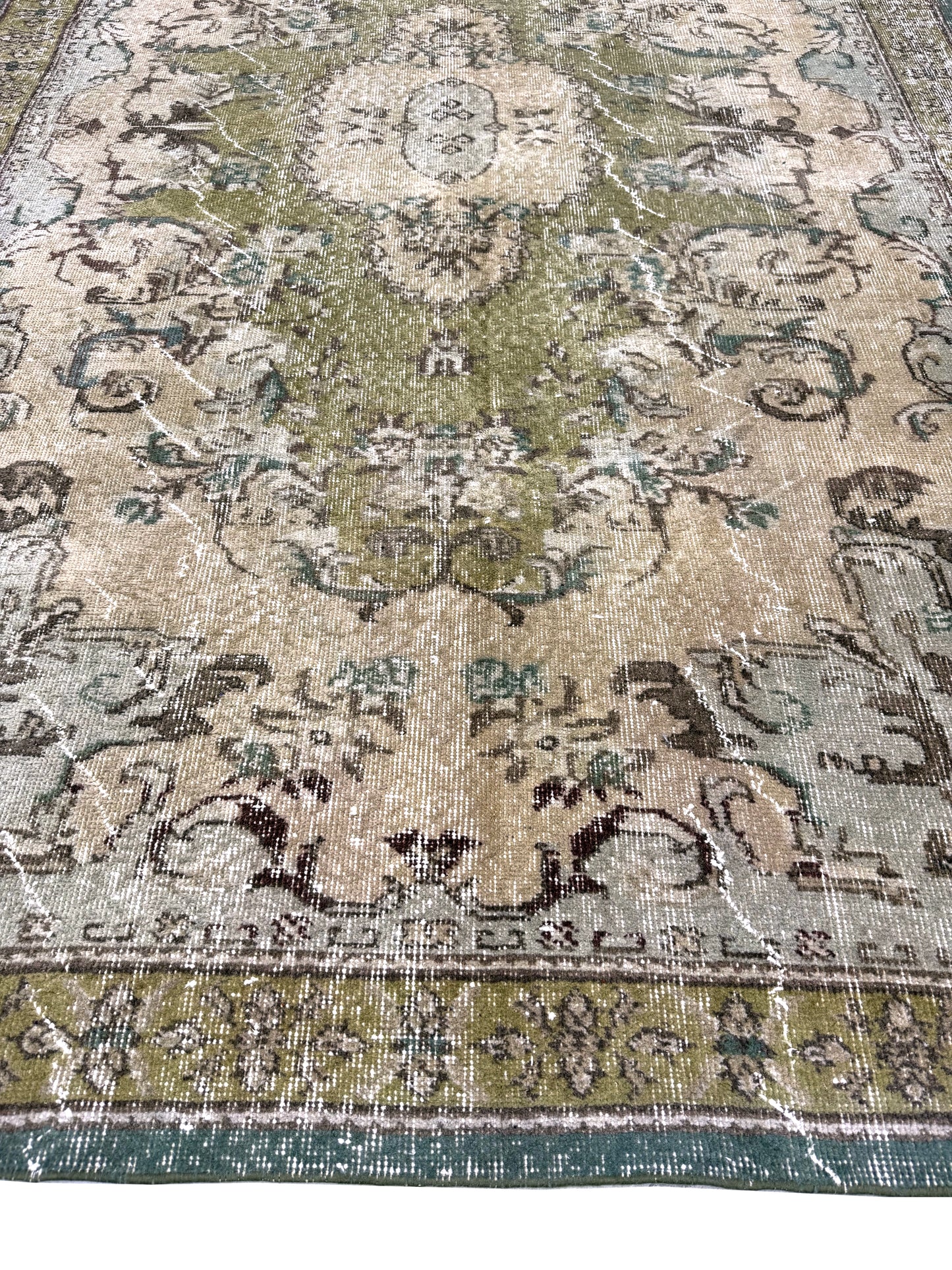 Artisan Angelina  Beige Rust Vintage Knotted Rug