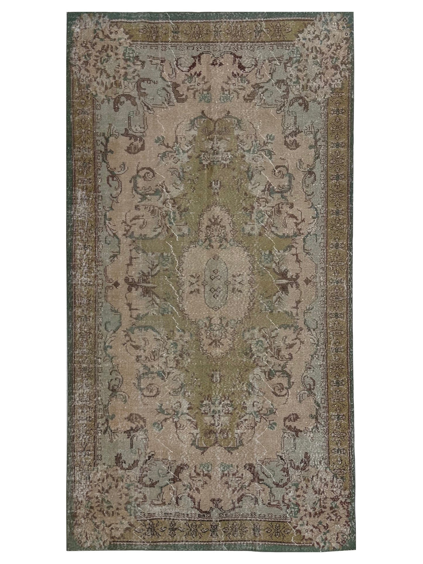 Artisan Angelina  Beige Rust Vintage Knotted Rug