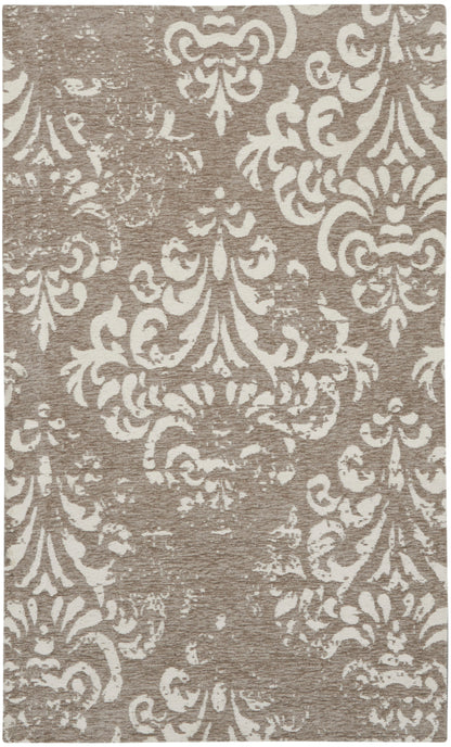 Nourison Home Damask DAS03 Ivory Grey Traditional Power-loomed Rug